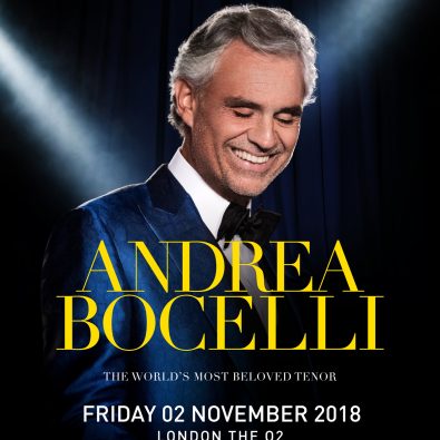 ANDREA BOCELLI ANNOUNCES HUGE SHOWS AT THE O2 ARENA, LONDON & 3ARENA, DUBLIN IN 2018